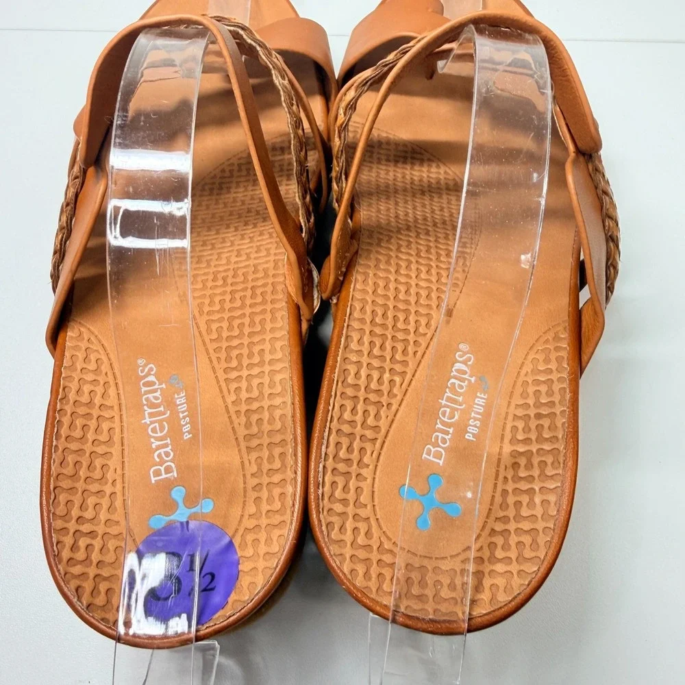 Baretraps Dallon Sandals Womens 8.5 Brown Wedge Slide Strappy Braided Posture - Picture 6 of 7